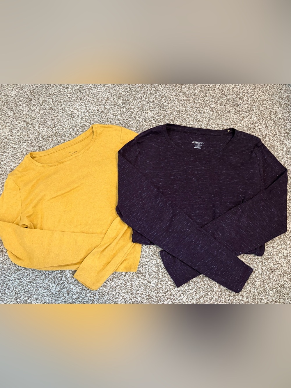 Merona & A New Day Crewneck Long-sleeve Tees  in Mustard and Deep Plum Heather